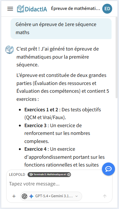 Cinq étapes clés de la page Conversation annotées en chiffres 1 à 5