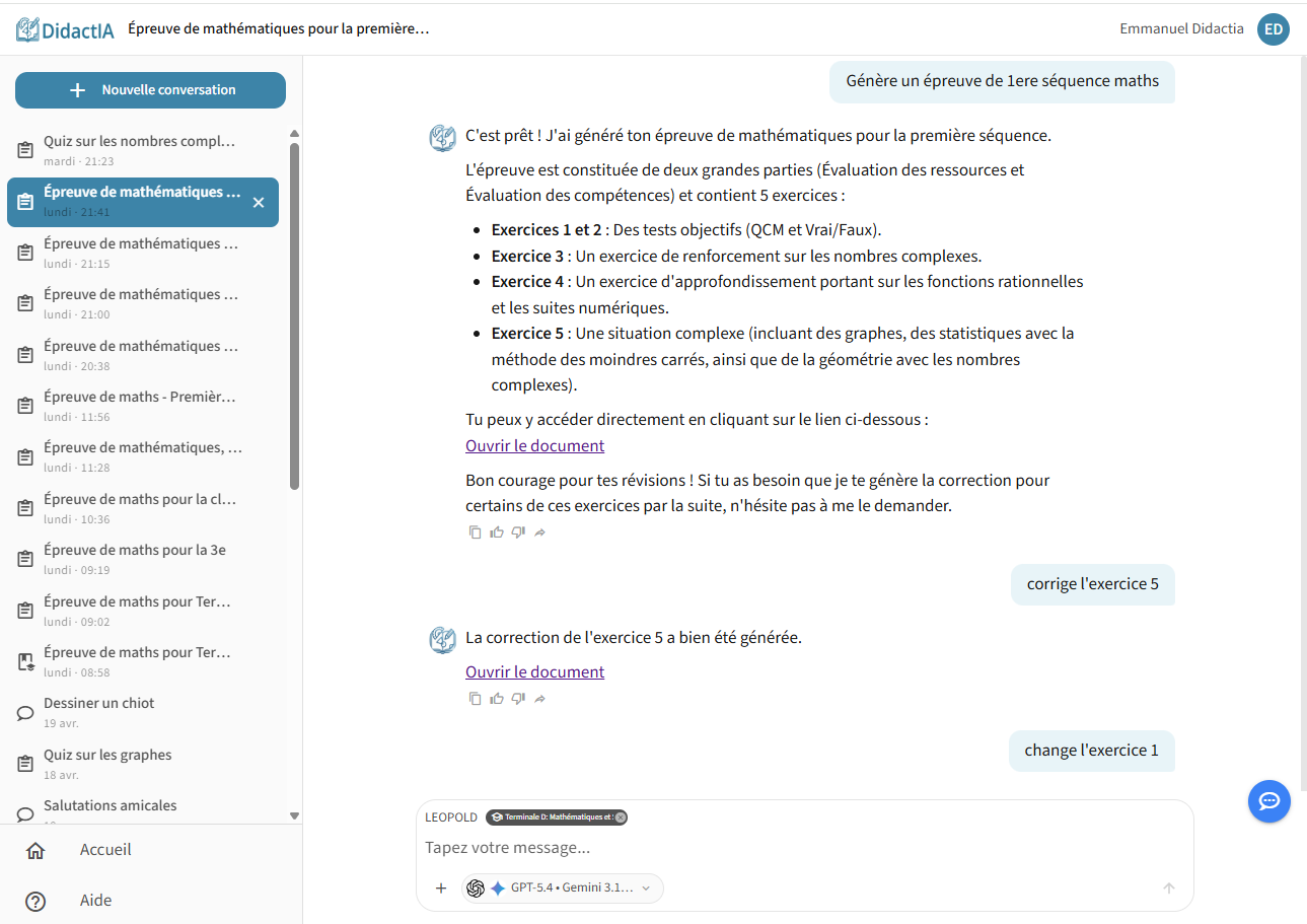 Cinq étapes clés de la page Conversation annotées en chiffres 1 à 5