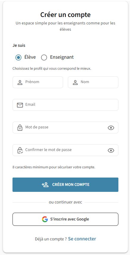Formulaire d'inscription