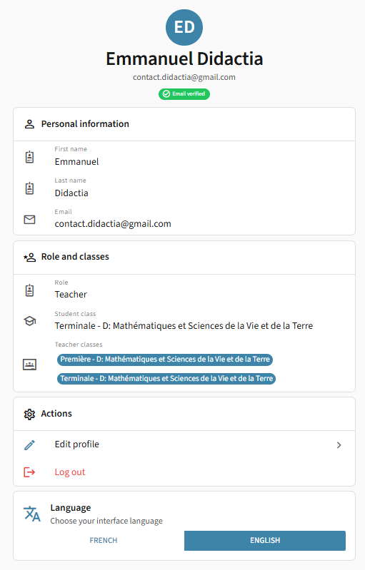 Page de profil